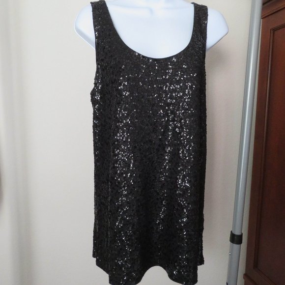 J. Crew Tops - 🎉🎉HPx4🎉🎉 J. Crew Black Sequined Tank Top, Scoop Neck - Size XL - EUC